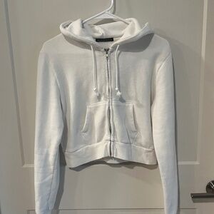 White cropped Brandy Melville hoodie
